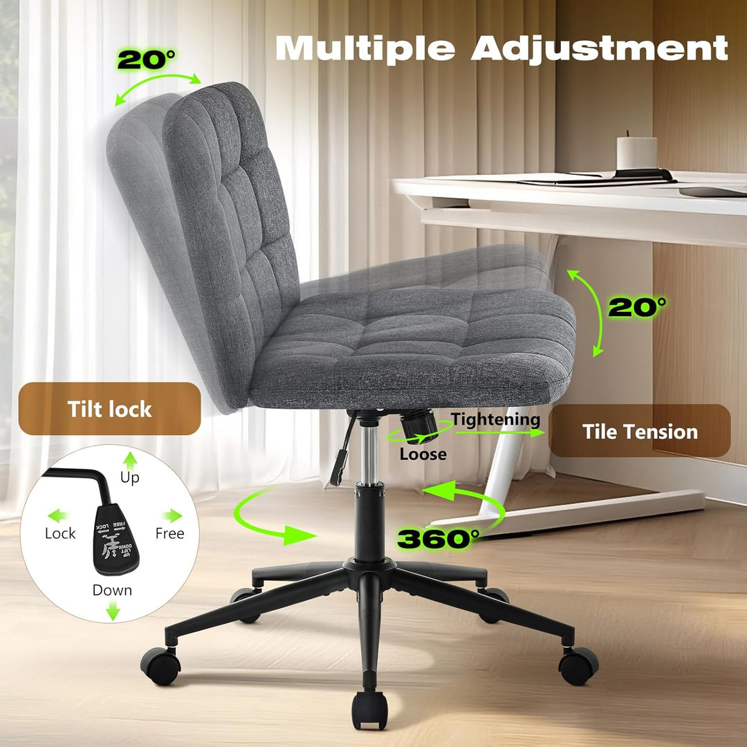 Hellove Bürostuhl Schreibtischstuhl mit breiter Sitzfläche, Ergonomischer Schneidersitz Stuhl ohne A
