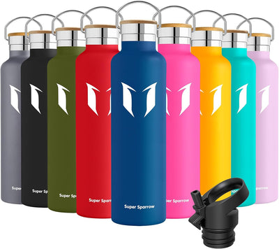 Super Sparrow Trinkflasche Edelstahl - 350ml, 500ml, 620ml, 750ml, 1L - Auslaufsicher Thermoskanne,