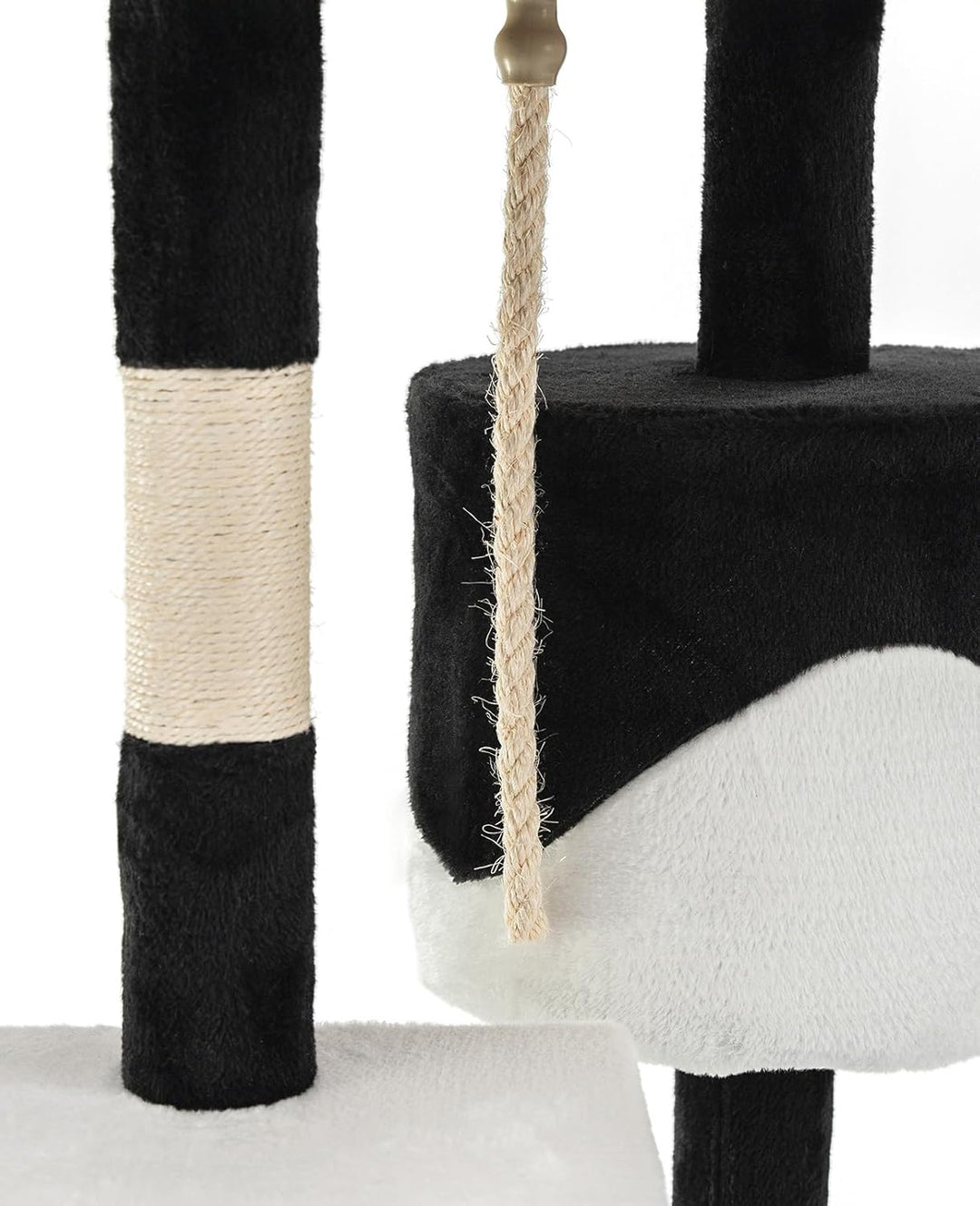 lionto Kratzbaum für Katzen mit 2 Plüschbällen & Spielseil, Höhe 112 cm, Katzenbaum mit Sisalseil &