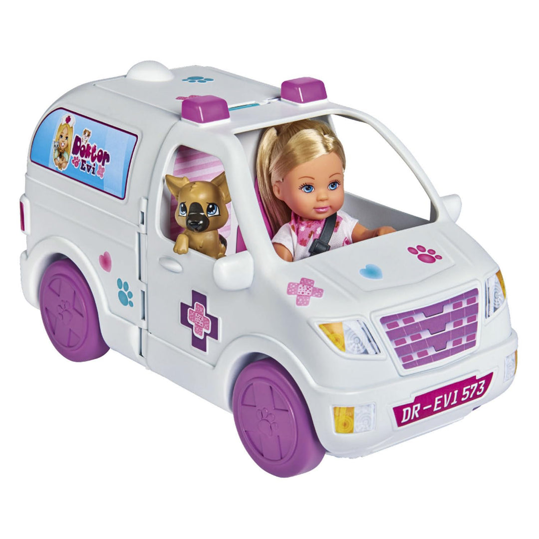 Simba 105733488 - Evi Love Doktor Evi 2-in-1 Tiermobil, Evi als Tierärztin, aufklappbares Auto, Tier