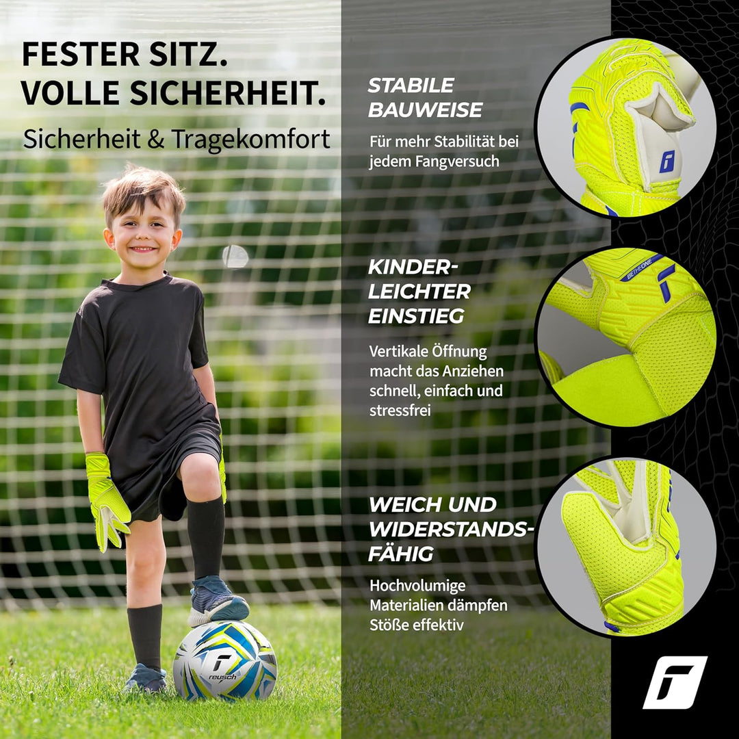 Reusch Jungen Attrakt Junior Unisex Torwarthandschuhe mit Aussennaht Schnitt und Solid Belag, Geeign