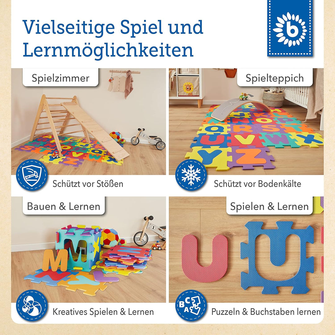 Bieco Puzzlematte, 60 TLG. | Spielmatte Baby | XXL Puzzle Kinder | Krabbeldecke Baby Spielmatte Kind