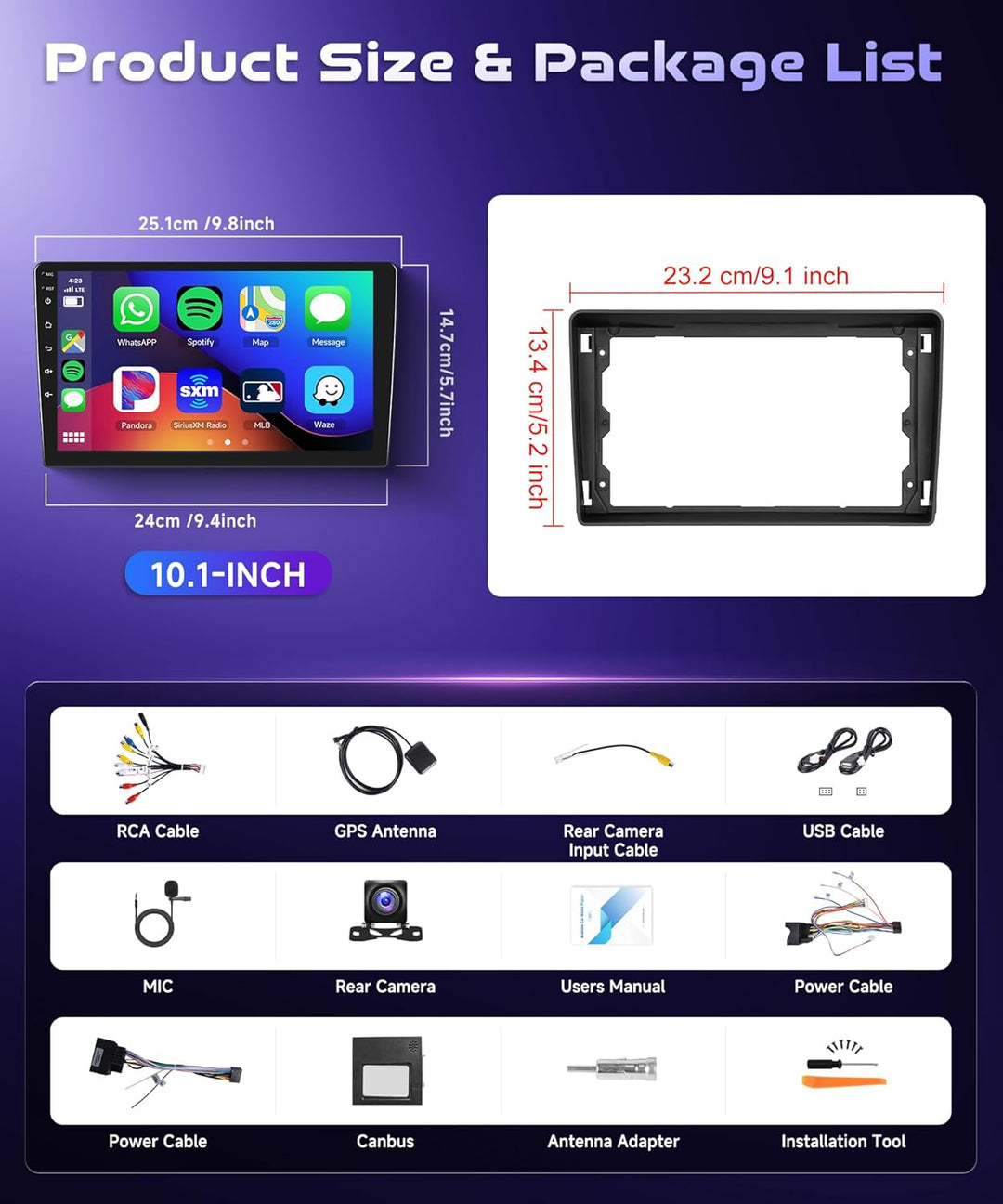 4G&amp;64G 9" Autoradio Für Ford Transit 2009-2016/Focus 2005-2008 mit Carplay Android Auto Wireless,128
