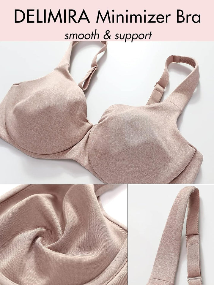 DELIMIRA AISILIN Damen Minimizer BH mit Bügel ohne Polster Vollschalen Grosse Grössen Unterwäsche 75