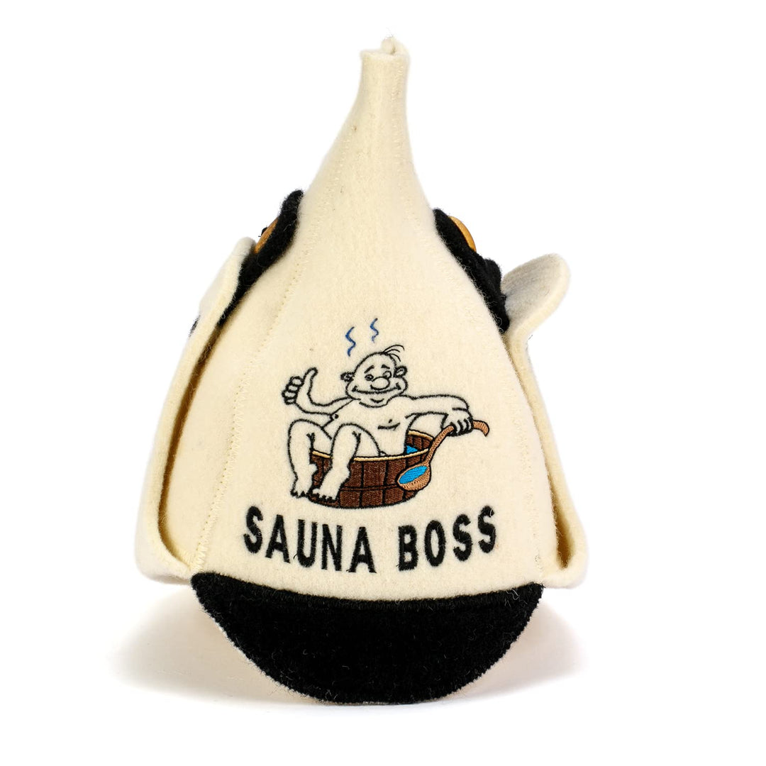 Natural Textile Saunahut 'Sauna Boss Bucket' White - 100% organische Wollfilzmützen - Schützen Sie I