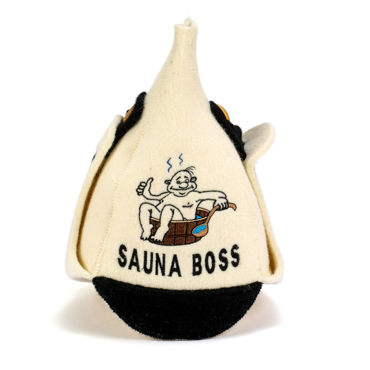 Natural Textile Saunahut 'Sauna Boss Bucket' White - 100% organische Wollfilzmützen - Schützen Sie I