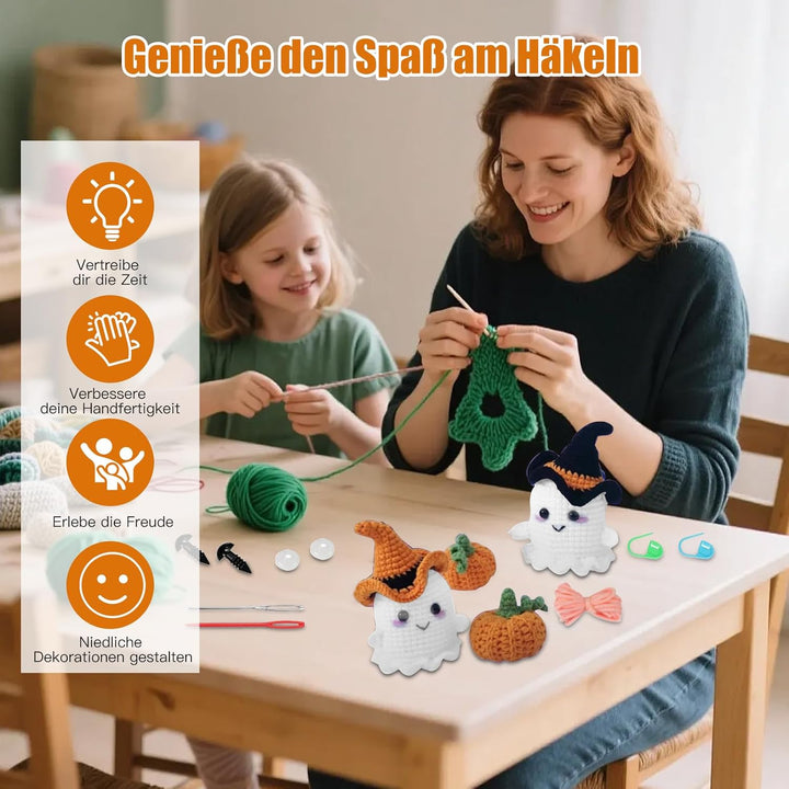Jinfanshurich Häkelset für Anfänger, Komplettes Crochet Set mit Videoanleitung, Einfaches DIY Häkelt