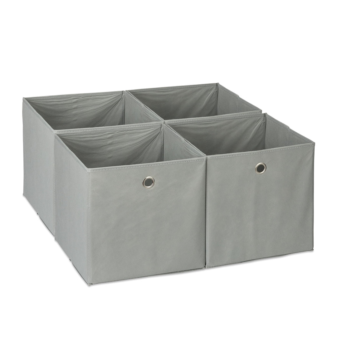 Relaxdays Aufbewahrungsbox 4er Set, Faltbare Regalboxen, HxBxT: 30 x 30 x 30 cm, Grifflöcher, Faltbo
