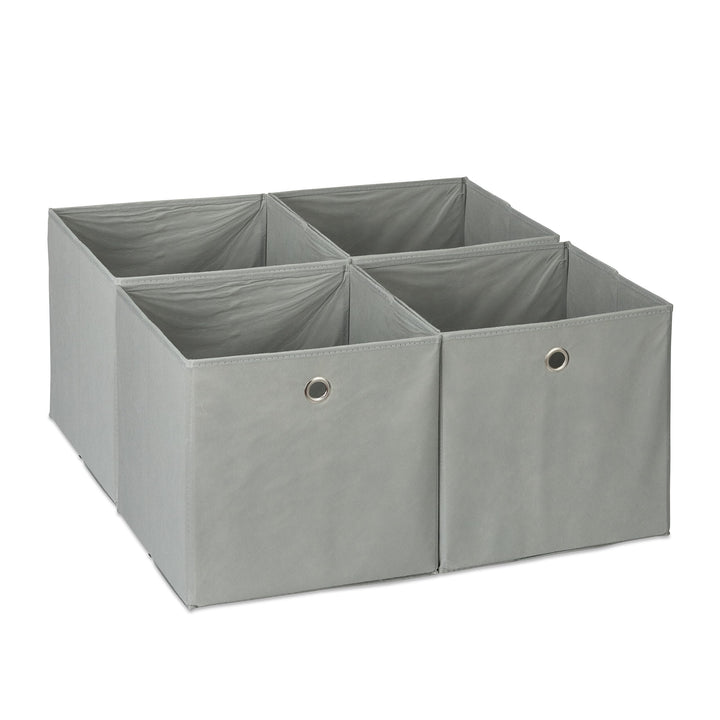 Relaxdays Aufbewahrungsbox 4er Set, Faltbare Regalboxen, HxBxT: 30 x 30 x 30 cm, Grifflöcher, Faltbo
