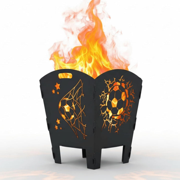 Terma Stahldesign Feuerkorb Fussball inkl. Grillplatte Feuerplatte Feuertonne massiv Stahl Feuerstel
