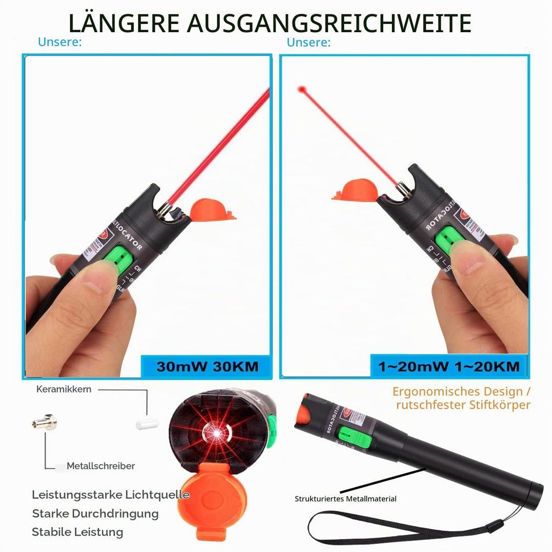 2 Stück Visual Fault Locator 30 km, Fiber-Optic-Kabel-Tester mit rotem Lichtstift, VFL mit 2,5 mm Un