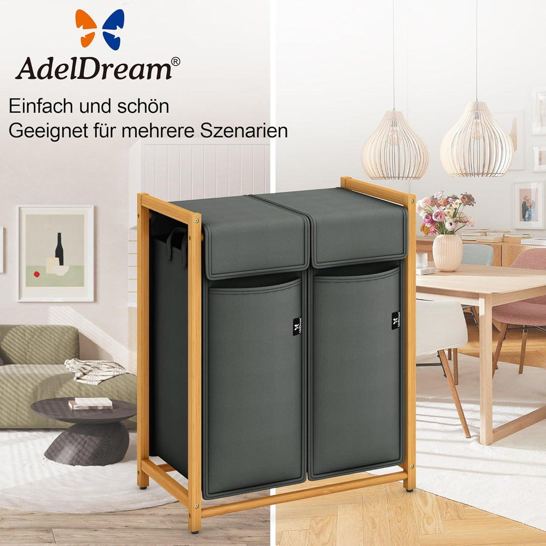 ADEL DREAM 100L 2 Fächer Pfandflaschen Sammelbehälter mit Deckel Gross Pfandflaschen Aufbewahrung le