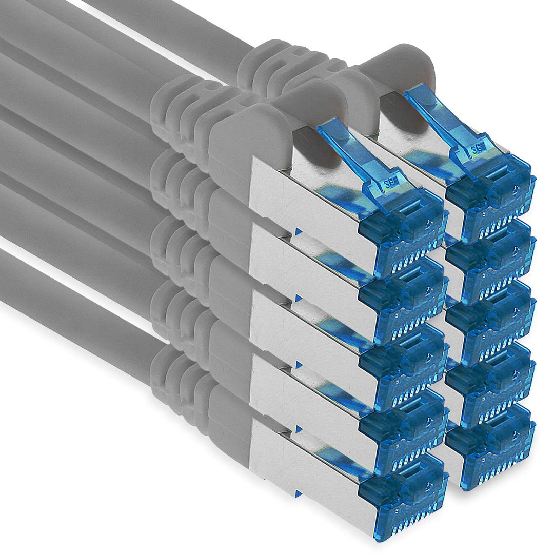 1aTTack.de Patchkabel – 10X 10m Ethernet, Netzwerk, Lan Kabel CAT6a (für Gigabit Netzwerke, Router,
