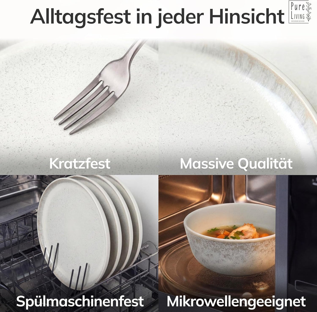Steingut Kaffeetassen 6 Personen Ibiza TESTSIEGER, Traumhaftes Mediterranes Steingut Tassen Set, Sty