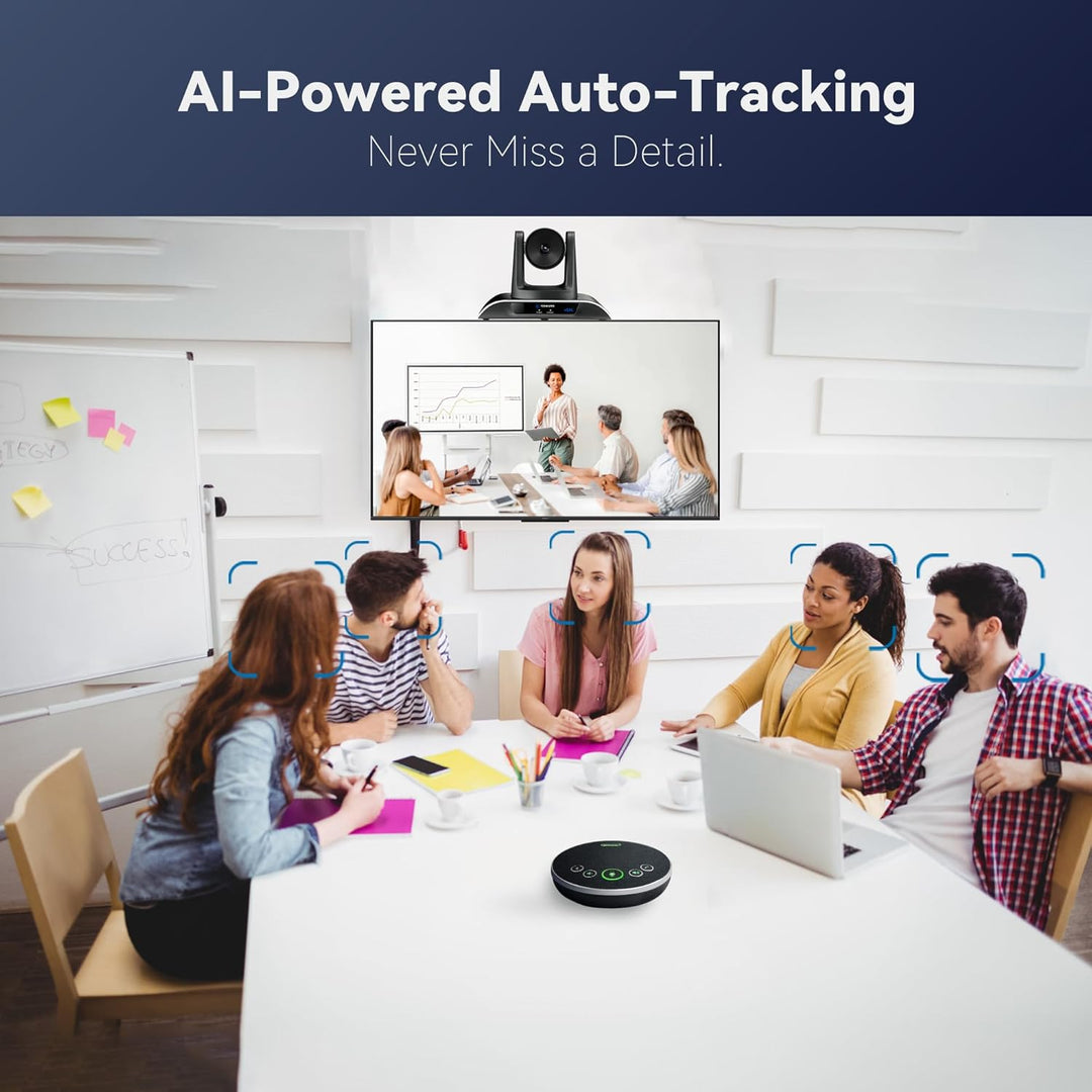 TONGVEO 4K AI Auto-Tracking 5X Digitalzoom USB3.0 124° Weitwinkel PTZ-Kamera und Freisprecheinrichtu