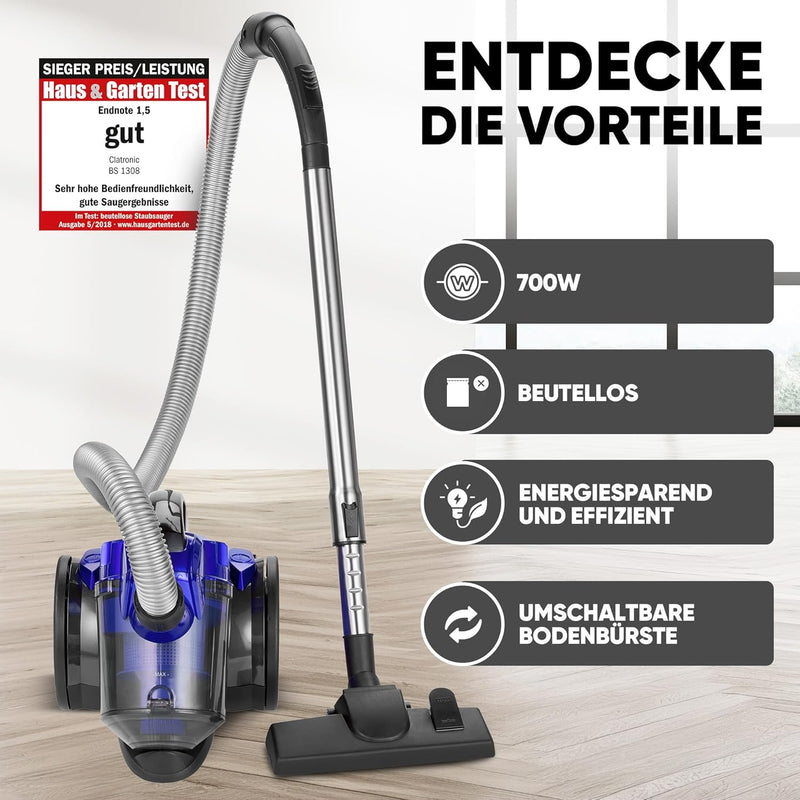 Clatronic® Staubsauger Beutellos | Testsieger Preis/Leistung bei Haus & Garten-Test | Beutelloser St