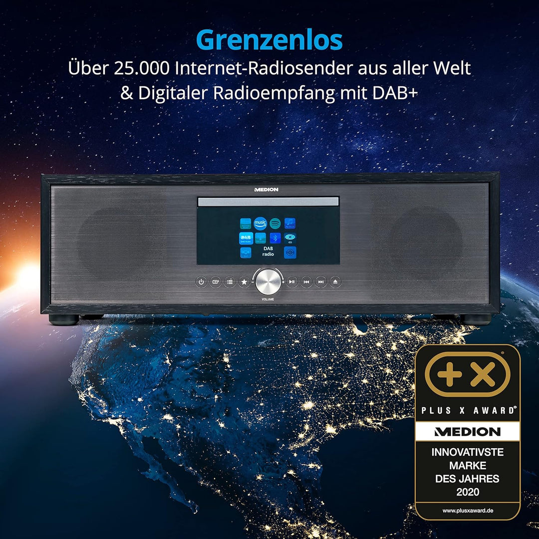 MEDION P66024 All in One Audio System (Internet, DAB+, PLL-UKW Radio, CD/MP3-Player, Bluetooth 5.0,