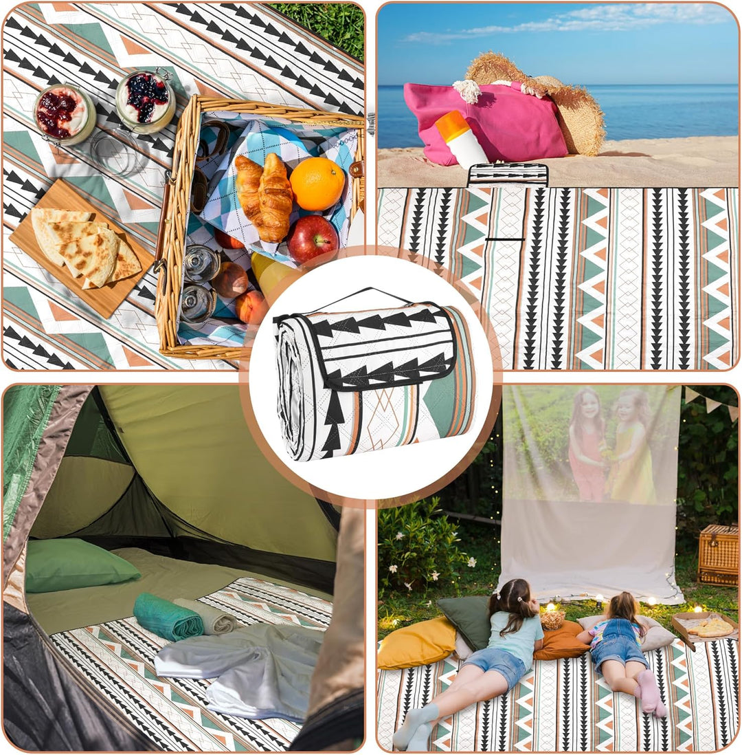 Picknickdecke Wasserdicht, 200 x 200 cm Gross Stranddecke Sandfrei, Waschbar Strandmatte, Camping De