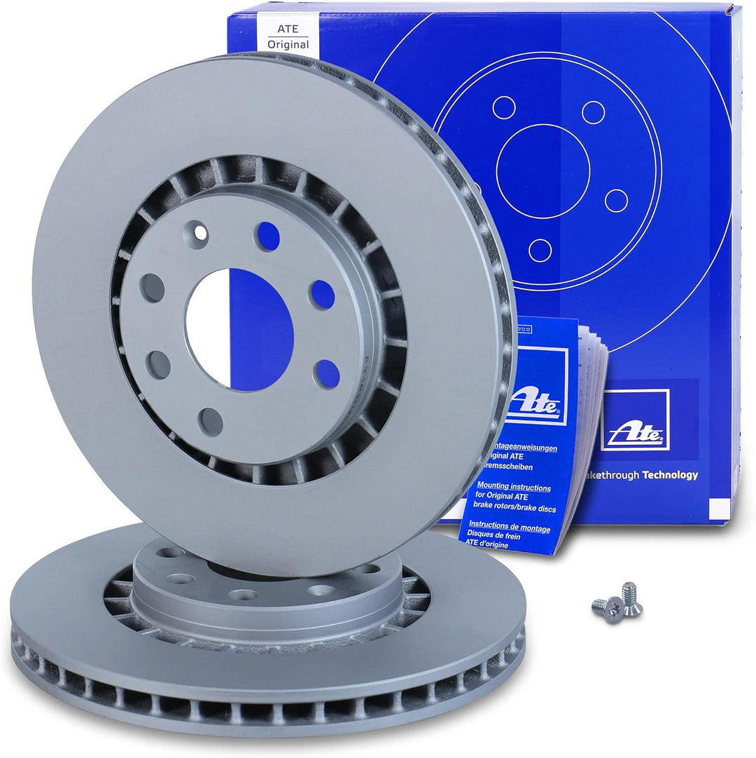 ATE Bremsenset Vorderachse inkl. Bremsscheiben vorne Ø 256 mm belüftet und Bremsbeläge vorne Kompati