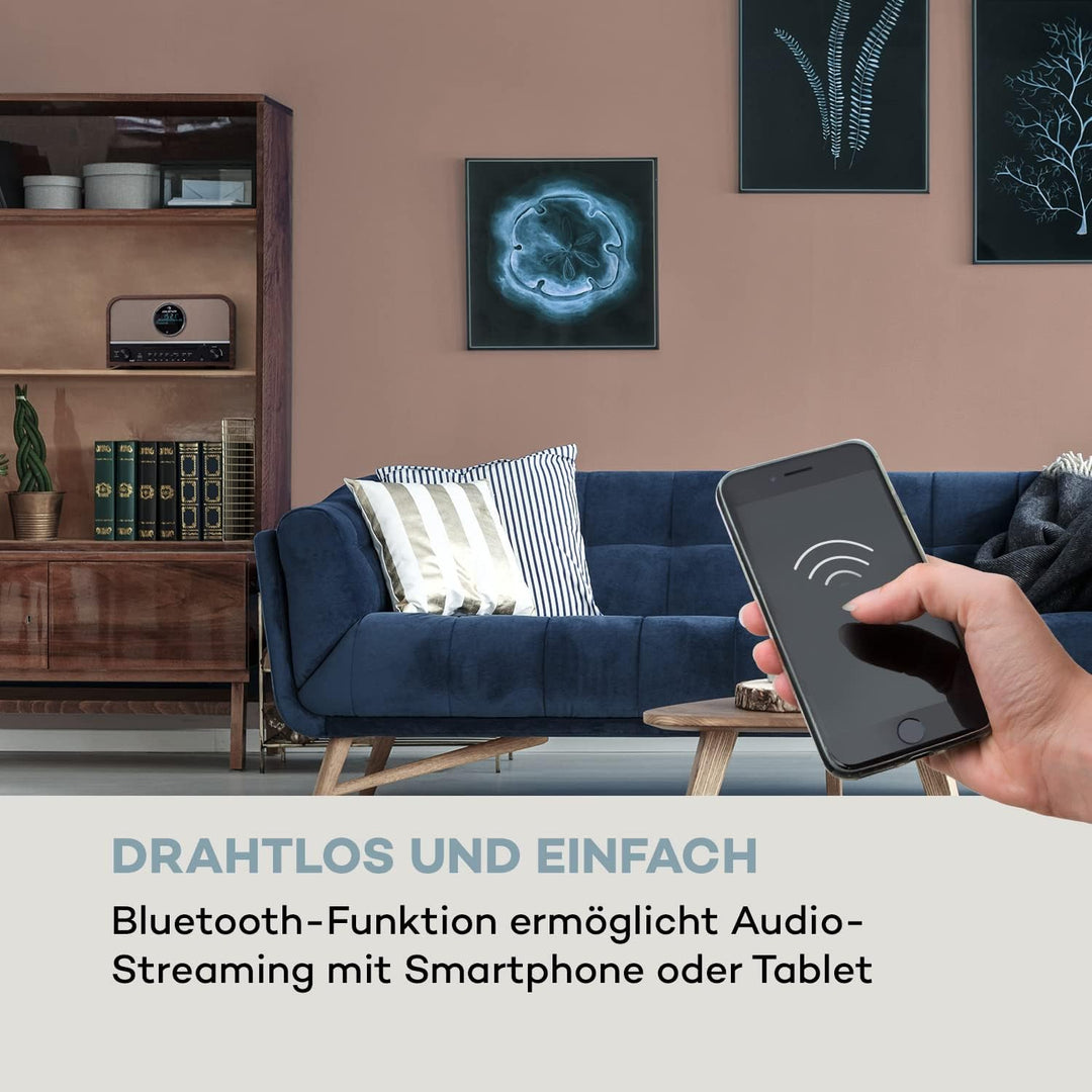 Auna Tragbarer DAB-Radio-CD-Player für Zuhause, FM/DAB/DAB+ Radio mit Bluetooth + AUX, Stereoanlage,
