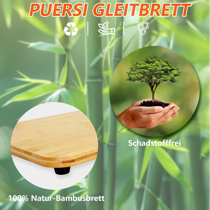 Gleitbrett für Thermomix TM7/TM6/TM5, Rollbrett aus Bambus mit 360° Rollen, Müheloses Verschieben oh
