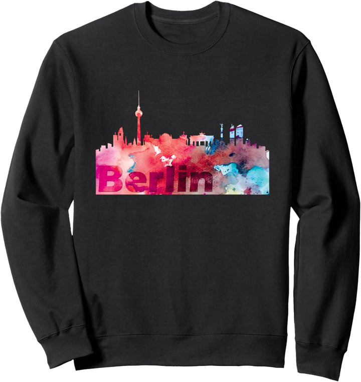 Skyline Berlin Deutschland Hauptstadt Watercolor Look Sweatshirt
