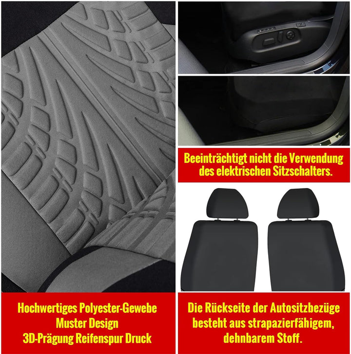 AUTOYOUTH Autositzbezüge für Vordersitze Autositzschoner Reifenschienen Autositzzubehör, Grau Grau 4