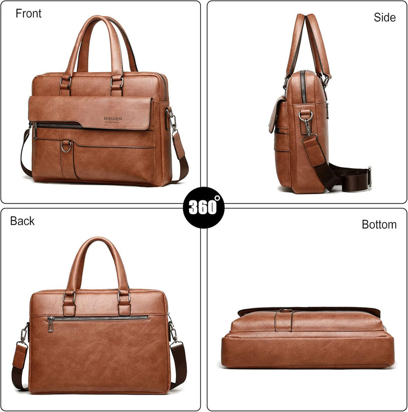 FANDARE Herren Laptop Handtasche Business Aktentasche PU Leder Arbeitstasche Umhängetasche Henkeltas