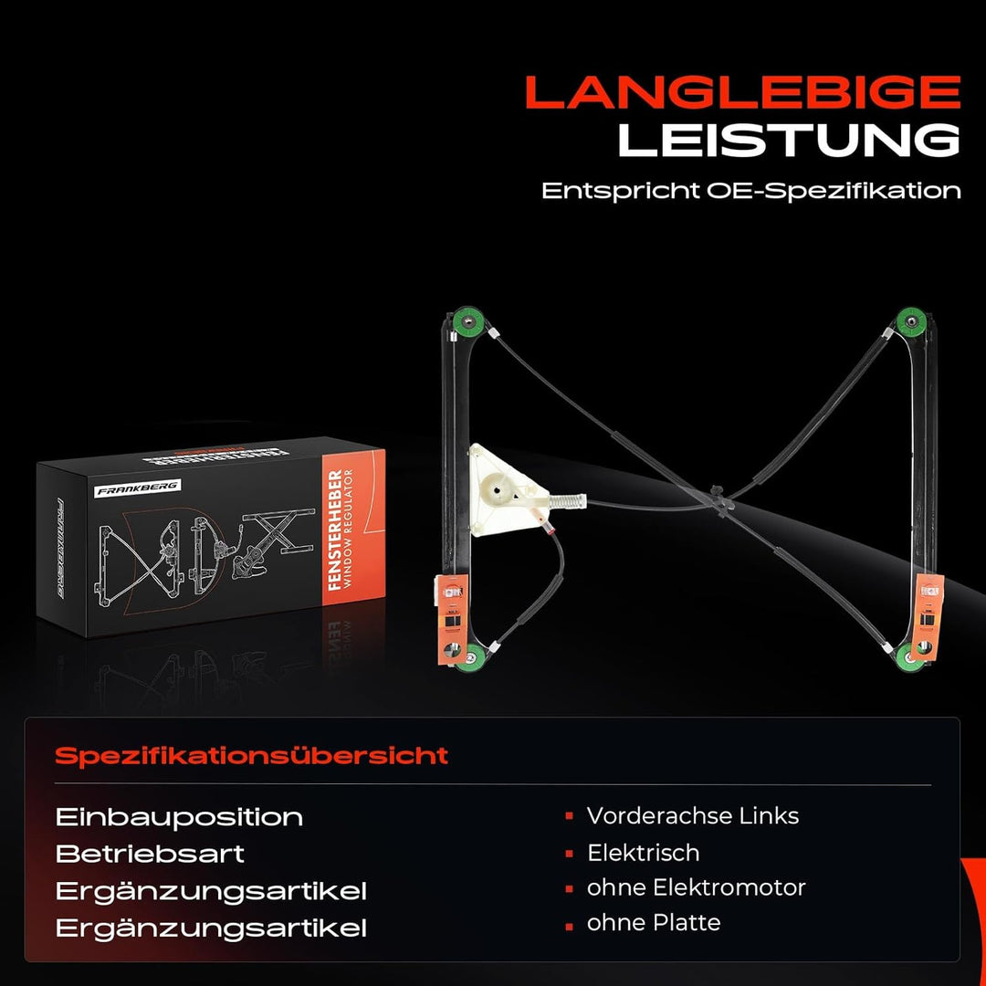 Frankberg Elektrisch Fensterheber Ohne Motor 2/3-Türer Vorne Links Kompatibel mit A3 8P1 1.2L-3.2L S