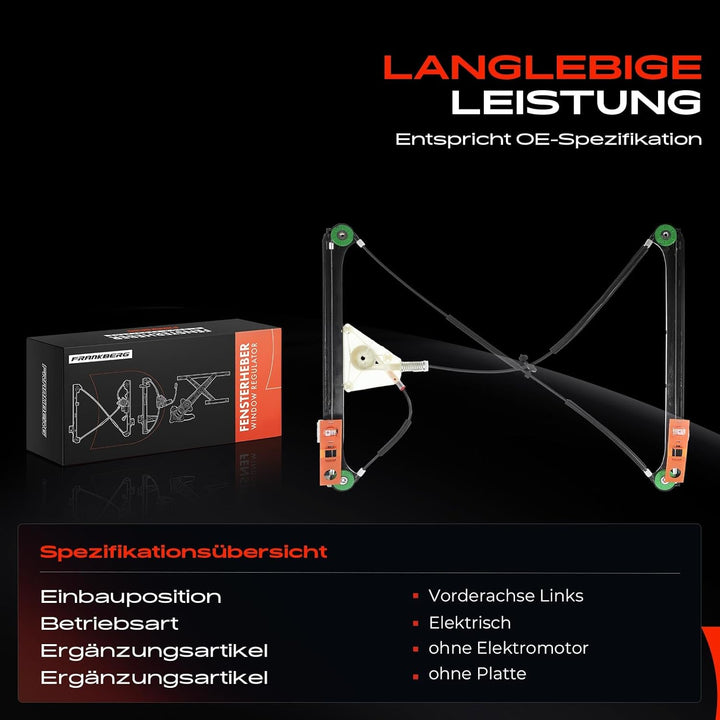 Frankberg Fensterheber Ohne Motor 2/3-Türer Vorne Links Kompatibel mit A3 8P1 Schrägheck 2003-2012 8