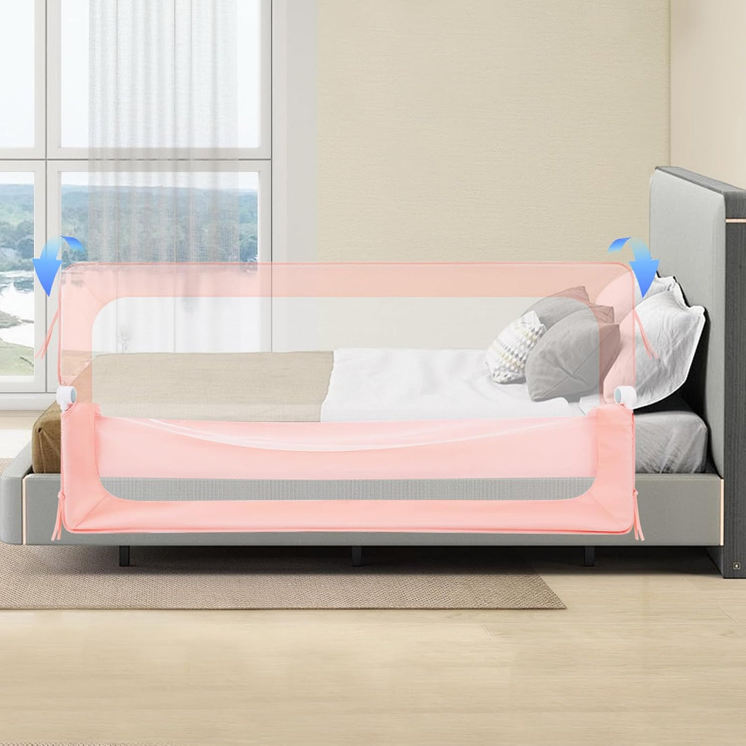 Bettgitter 180 cm klappbar, Kinder Rausfallschutz Bett, höhenverstellbar Bettschutzgitter mit Netzge