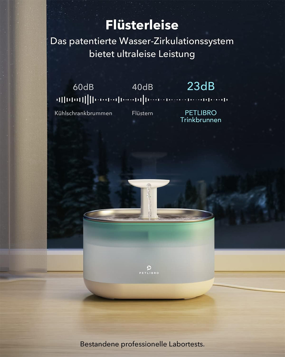 PETLIBRO Trinkbrunnen für Katze Ultraleise, 2,1L Capsule Katzenbrunnen Edelstahl für Katzen, Zwei Du