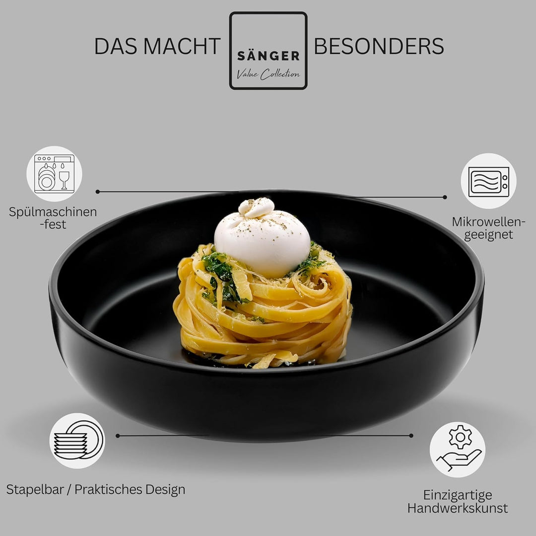 SÄNGER Madeira | Kombiservice 24 teilig, Steingut Geschirr Set 6 Personen, 6x Teller Set 6x Frühstüc