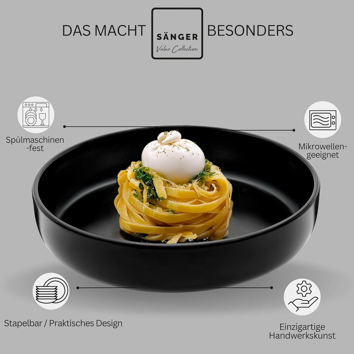 SÄNGER Madeira | Kombiservice 24 teilig, Steingut Geschirr Set 6 Personen, 6x Teller Set 6x Frühstüc