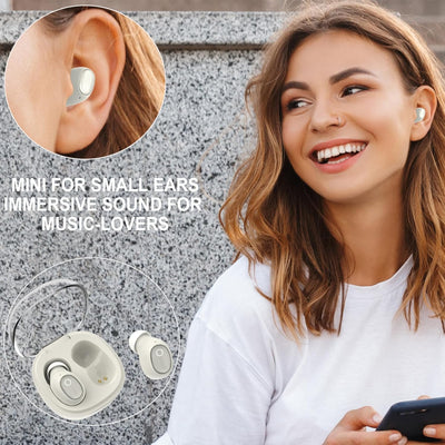 eleror Mini BT Kopfhörer T1, Drahtlose Bluetooth Ohrhörer für Kleine Ohren Kanal Kristall Ohrstöpsel