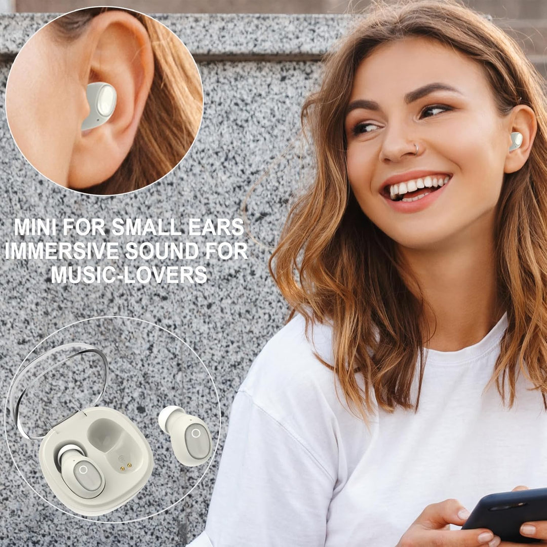 eleror Mini BT Kopfhörer T1, Drahtlose Bluetooth Ohrhörer für Kleine Ohren Kanal Kristall Ohrstöpsel