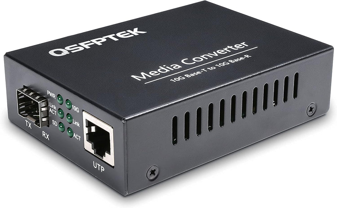 QSFPTEK 10G Media Coverter, 10 Gigabit Fiber to 10G Copper UTP Ethernet Media Converter, Unmanaged 1