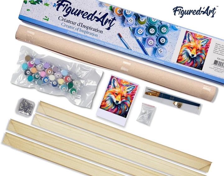 Figured'Art Malen Nach Zahlen Erwachsene Mit Rahmen Fuchs Farbenfroh Abstrakt - Paint by Numbers Bas