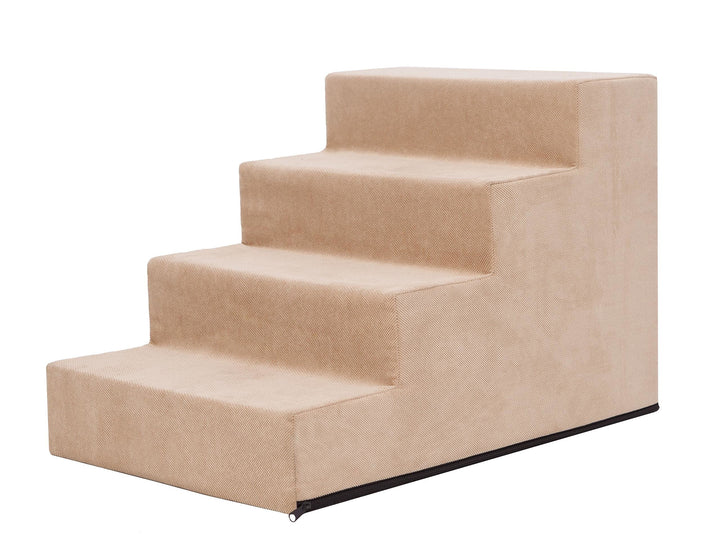 PillowPrim Tiertreppen Einganghilfe Kleinere Hunde Stufen Rampe Katzentreppe 4 Stufen Gross Beige Hö
