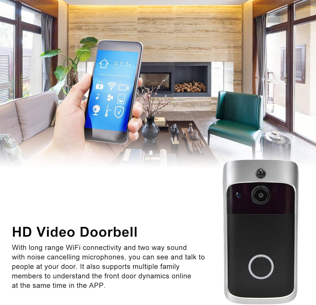 1080P Video-Türklingel, V5 Smart WiFi Video-Türklingel, HD-Video-Türklingel 2,4 GHz 720P Einfache In