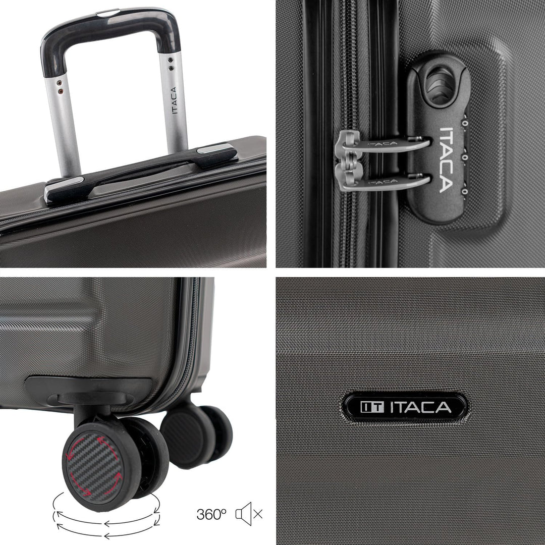 ITACA - 3er Hartschalen Kofferset 55/65/75 cm ABS. 4 Rollen. Robuster und Leichter. Hängeschloss. Kl