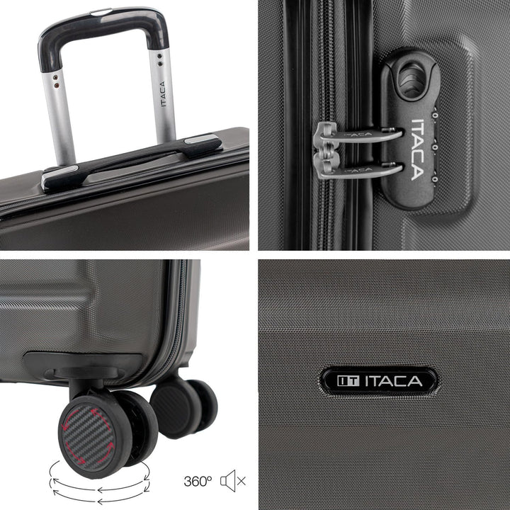 ITACA - 3er Hartschalen Kofferset 55/65/75 cm ABS. 4 Rollen. Robuster und Leichter. Hängeschloss. Kl