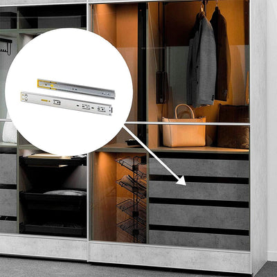 Emuca - Satz Führungen für Schublade 45x350mm, Set Schubladenführungen vollauszug mit Rollen, Kugela