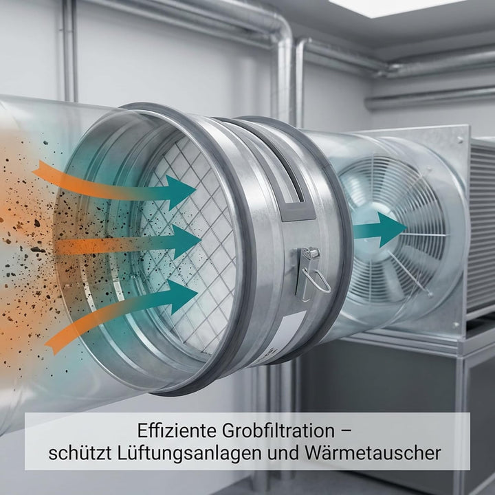 Easy Act Grobstaubfilter rund Ø 125 mm für Zuluft, Rohrfilter aus verzinktem Stahl zur Grobpartikel-