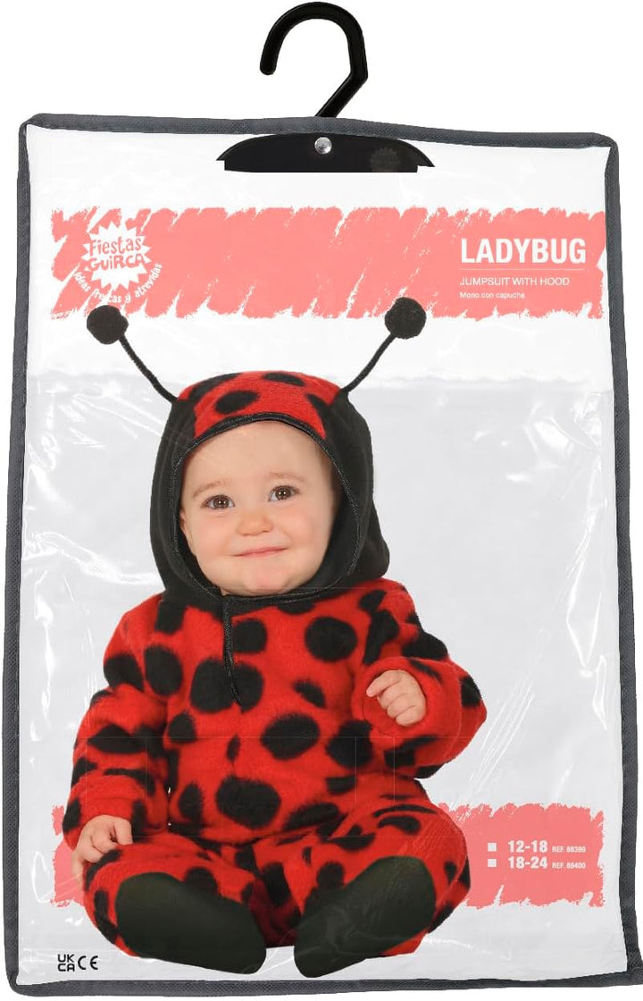 FIESTAS GUIRCA Käferkostüm für Kleinkinder Marienkäfer Tier-Verkleidung schwarz-rot - Rot