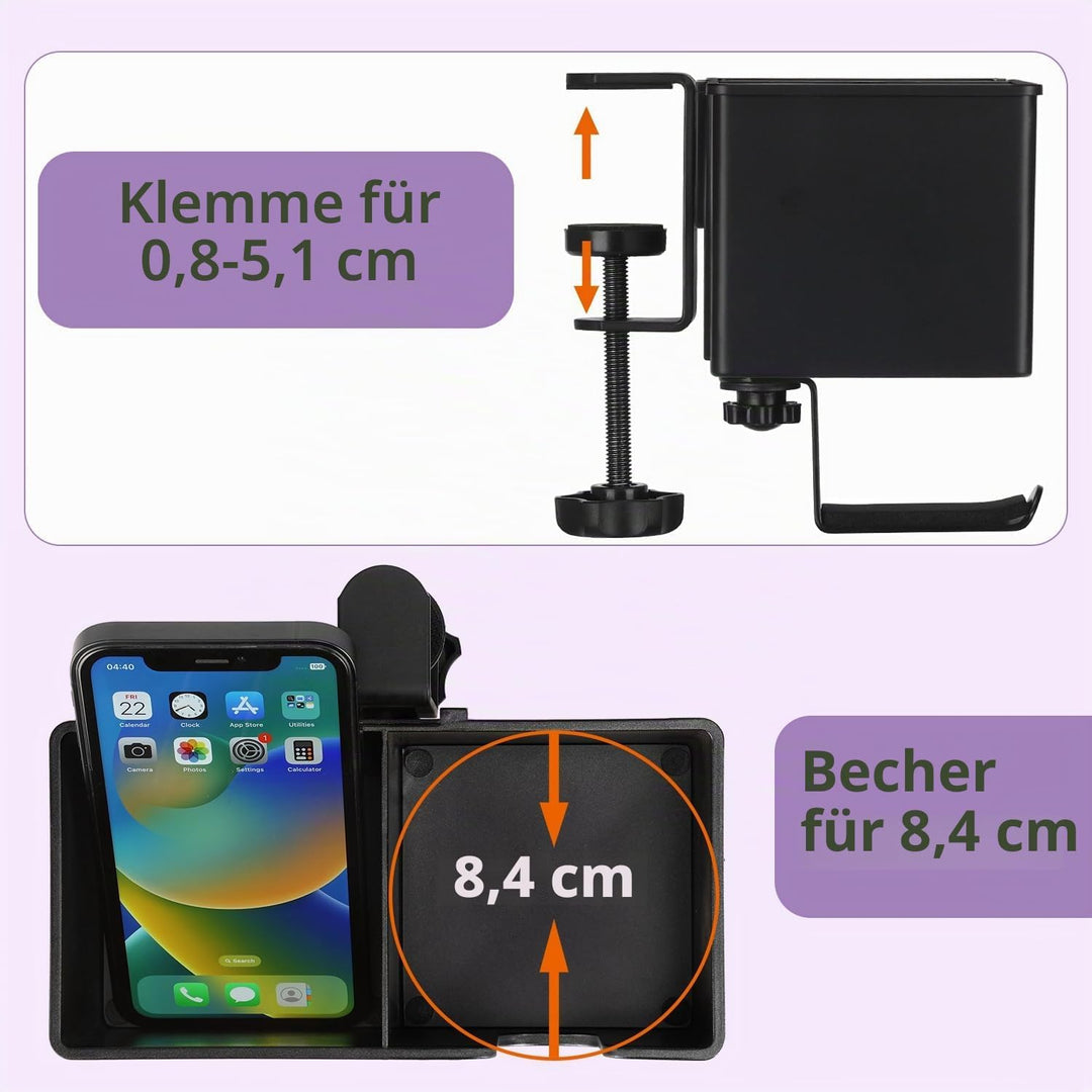 SchreibtischOrganizer mit Kopfhörer-Aufhänger, Schreibtisch-Getränkehalter für Schreibtisch-Aufbewah