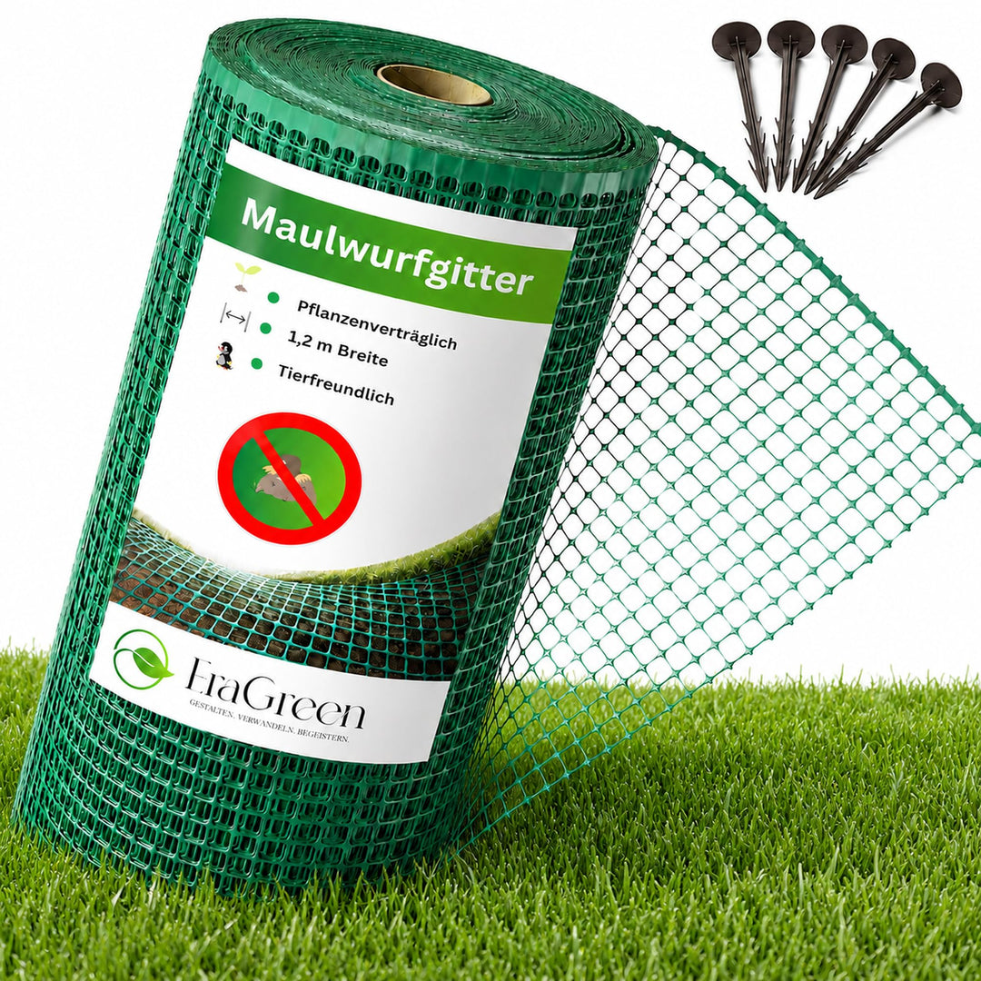 EraGreen® Maulwurfgitter 80 m x 1,2 m Breite Inklusive 80 Erdanker GRATIS - Maulwurfschutz für Rollr