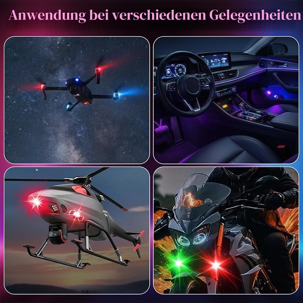 10 Stück Kabellose LED Lichter, 8 Farben Wasserdicht Blitzlicht mit Fernbedienung, USB-Aufladung Ant