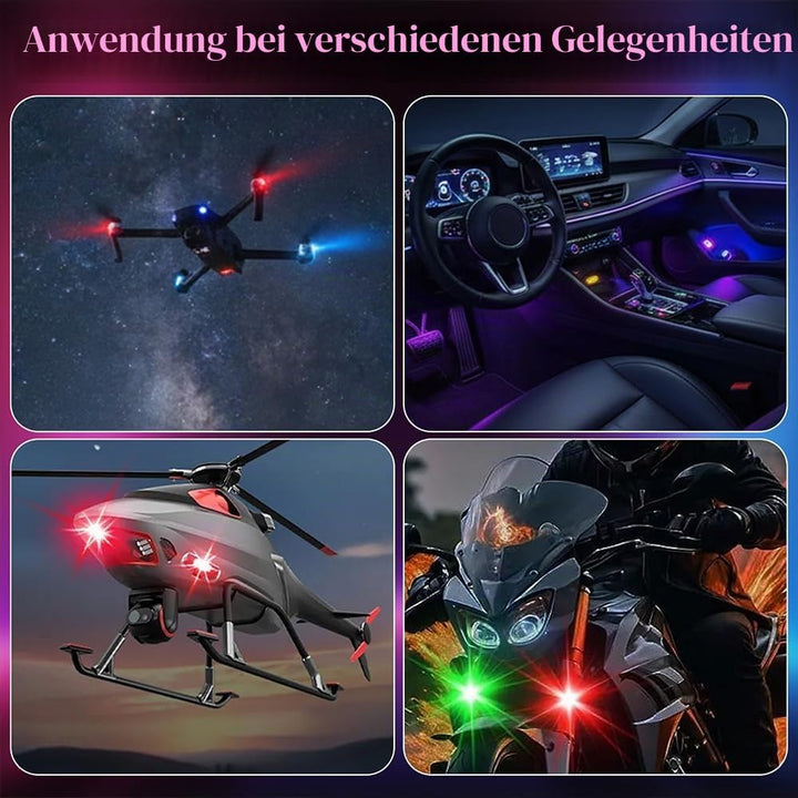 10 Stück Kabellose LED Lichter, 8 Farben Wasserdicht Blitzlicht mit Fernbedienung, USB-Aufladung Ant