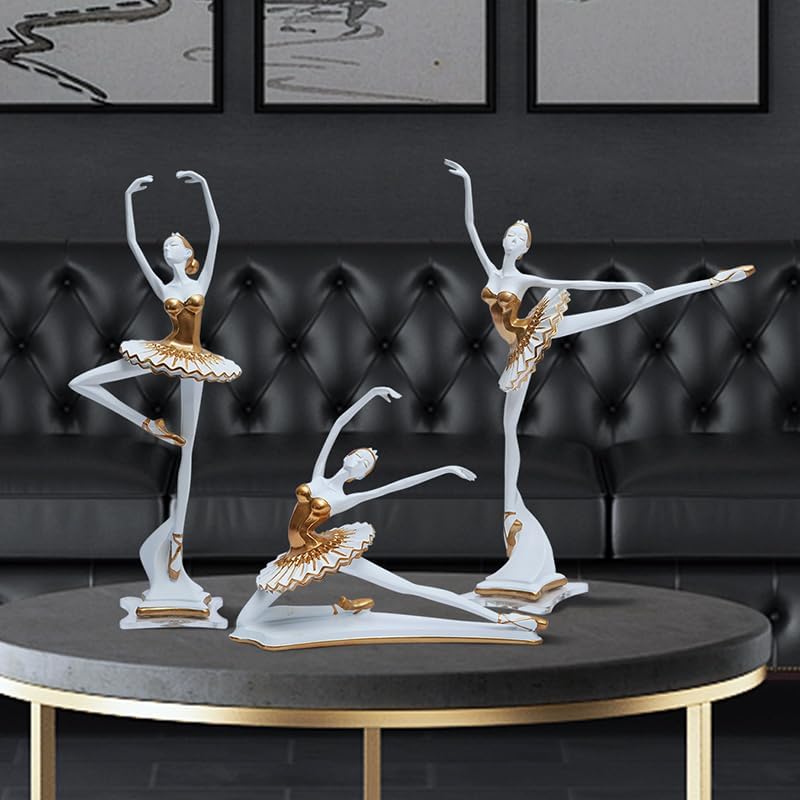 HAUCOZE Ballerina Figur Statue Frau Skulptur Modern Dekor Wohnzimmer Kunst Arts Polyresin Geschenk 2